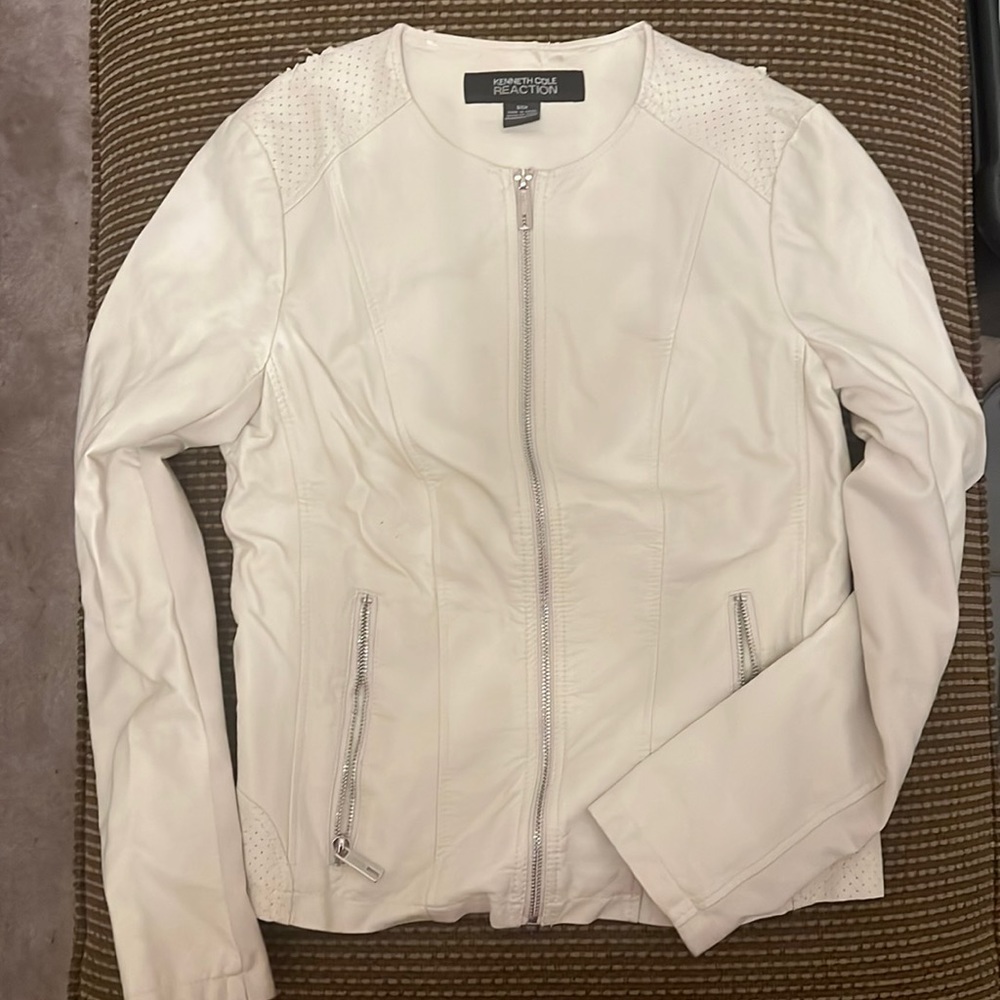 VGUC Kenneth Cole Reaction Vegan Leather Moto Jacket Womens size small